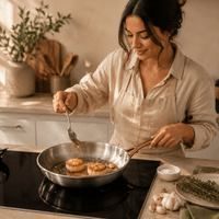 Poêle Inox 18/10 Professionnelle 7 Plis - Cuisson Saine Sans Toxines - Purcook