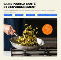 Poêle en inox saine ,par set de 2,3 pièces