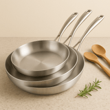 Set 2 - 3 Poêles Inox 304 5 Pli | 22 - 28cm - Purcook