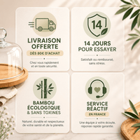Support à Gâteaux Bambou avec Cloche Verre -Plateau Décoratif - Purcook