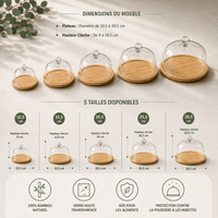 Support à Gâteaux Bambou avec Cloche Verre -Plateau Décoratif - Purcook