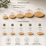 Support à Gâteaux Bambou avec Cloche Verre -Plateau Décoratif - Purcook