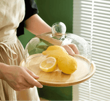 Support à gâteaux en bambou avec couvercle en verre – Élégance naturelle - Purcook