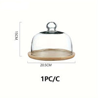 Support à gâteaux en bambou avec couvercle en verre – Élégance naturelle - Purcook