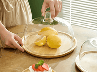 Support à gâteaux en bambou avec couvercle en verre – Élégance naturelle - Purcook