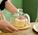 Support à gâteaux en bambou avec couvercle en verre – Élégance naturelle - Purcook