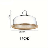 Support à gâteaux en bambou avec couvercle en verre – Élégance naturelle - Purcook