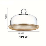 Support à gâteaux en bambou avec couvercle en verre – Élégance naturelle - Purcook