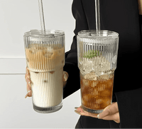 Tasse à smoothie en verre rayé 600 ml – Élégance et praticité - Purcook