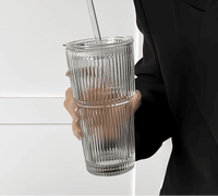 Tasse à smoothie en verre rayé 600 ml – Élégance et praticité - Purcook