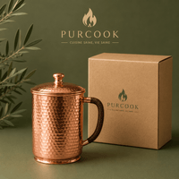 Tasse Cuivre Pur Vintage 350ml/550ml - Anse Tressée Artisanale - Purcook