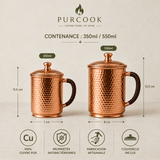 Tasse Cuivre Pur Vintage 350ml/550ml - Anse Tress\u00e9e Artisanale - Purcook