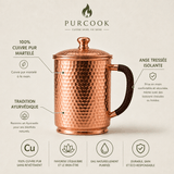 Tasse Cuivre Pur Vintage 350ml/550ml - Anse Tressée Artisanale - Purcook
