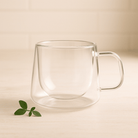 Tasse en verre à café, lait, thé à double paroi , 200ml. - Purcook