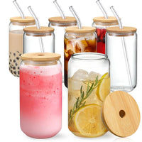 Verre en Verre Couvercle Bambou & Paille 350ml/550ml - Éco-Friendly Sans Plastique - Purcook
