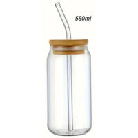 Verre en Verre Couvercle Bambou & Paille 350ml/550ml - Éco-Friendly Sans Plastique - Purcook