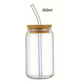 Verre en Verre Couvercle Bambou & Paille 350ml/550ml - Éco-Friendly Sans Plastique - Purcook