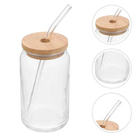 Verre en Verre Couvercle Bambou & Paille 350ml/550ml - Éco-Friendly Sans Plastique - Purcook